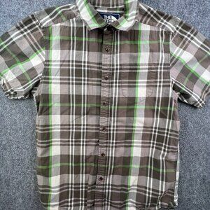 The North Face Button Up Shirt Men’s Small Gray Green Plaid Casual Short Sleeve